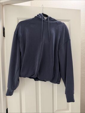 Athleta Slate Blue Cropped Hoodie Jacket
